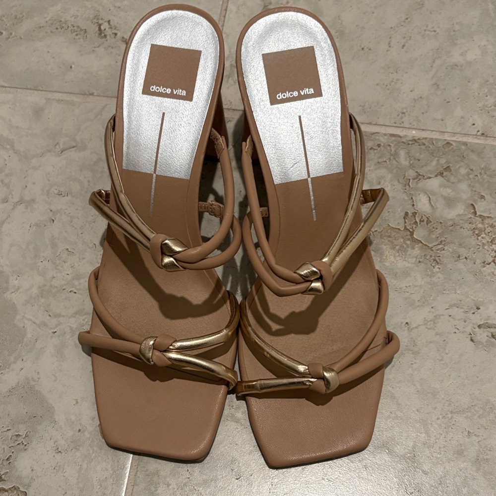 Dolce Vita Brown and Gold Women's Sandals